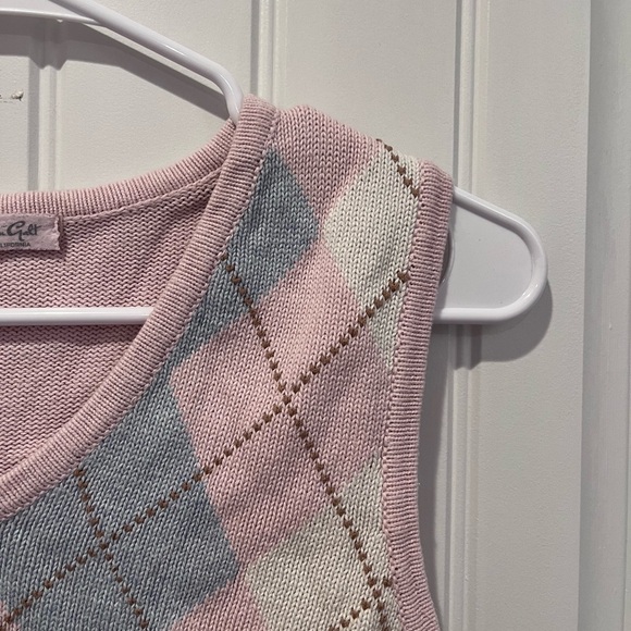 Brandy Melville Pastel Pink & Blue Argyle Sweater Vest Y2K Easter Coquette Fairy - Picture 2 of 8